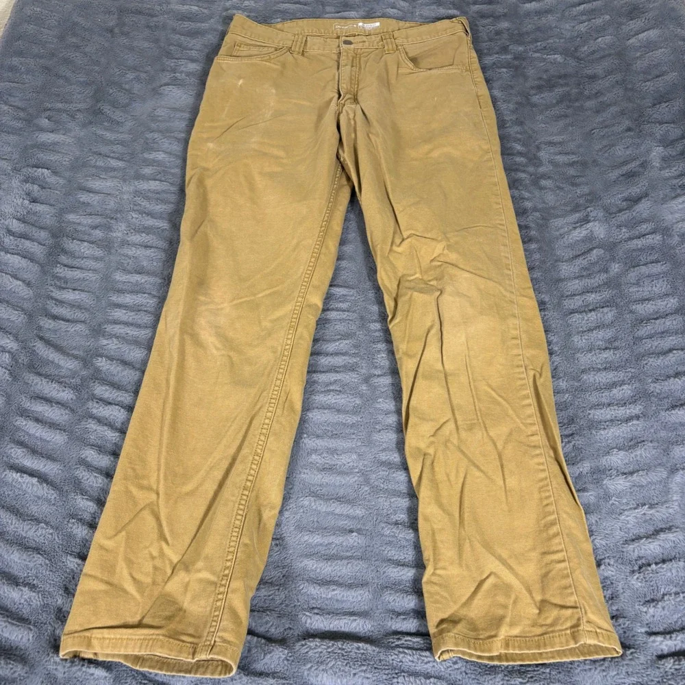 Carhartt Mens Relaxed Fit Rugged Flex Canvas Work Pants Tan BN2517-M 34x32